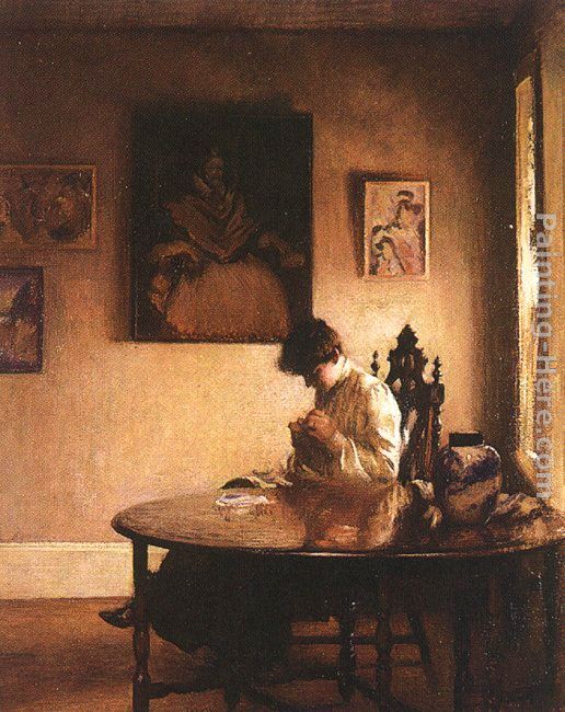 Girl Crotcheting painting - Edmund Charles Tarbell Girl Crotcheting art painting